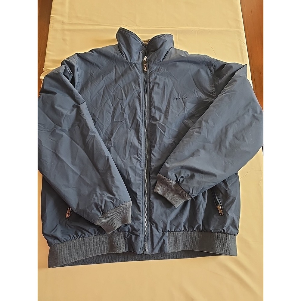 LL Bean Fleece Lined Insulated Jacket Mens XL Navy Blue Thinsulate ID 205107